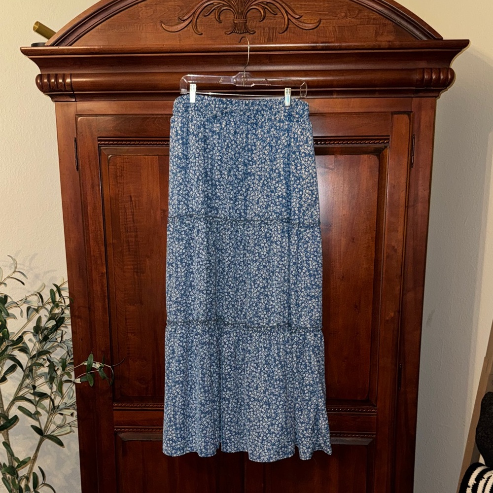Blue Floral Maxi Skirt